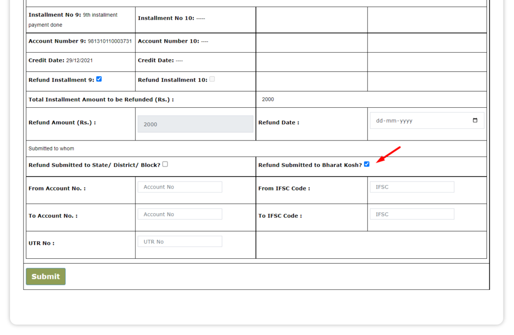 Refund Submitted to Bharat Kosh
